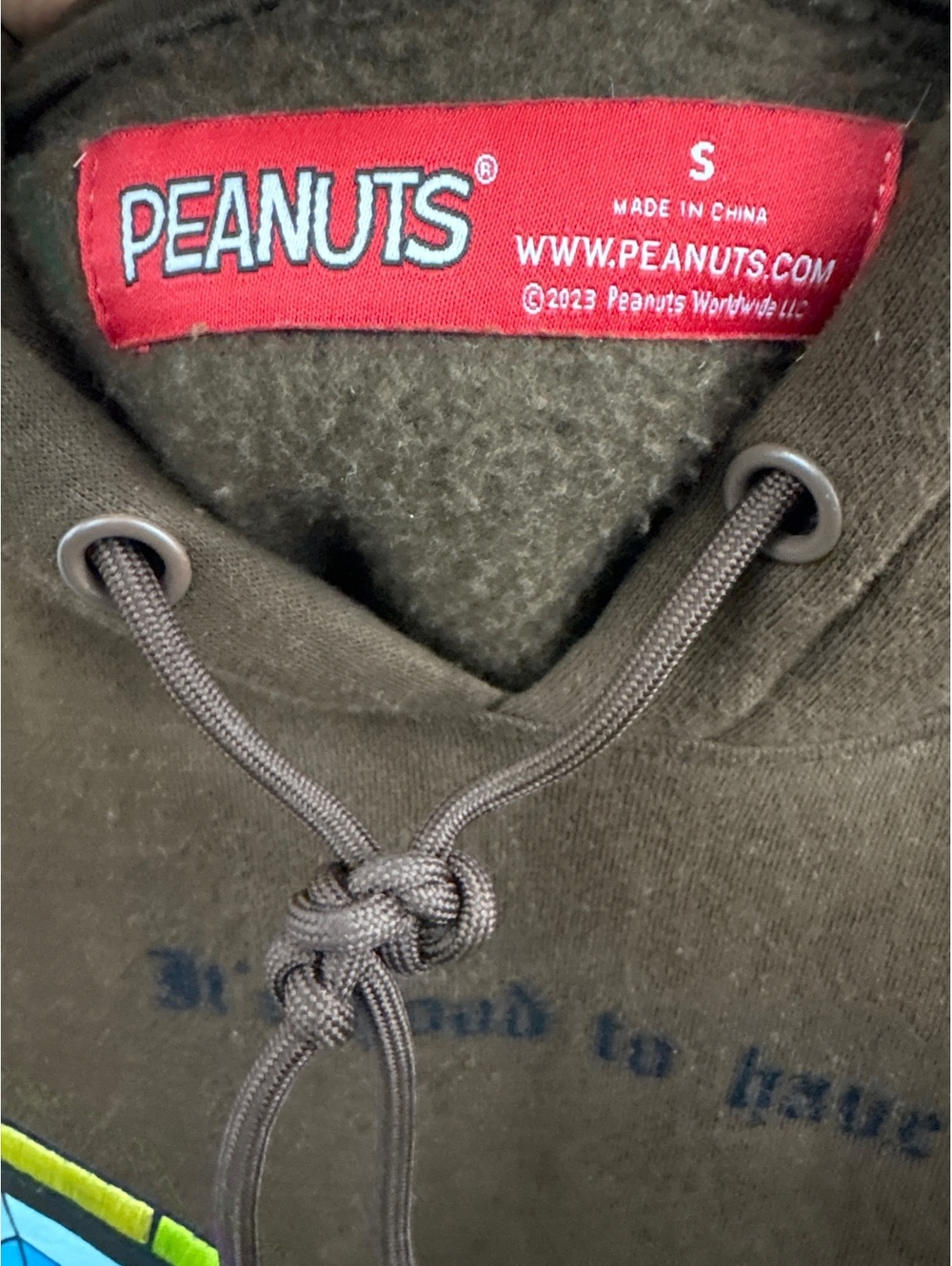Peanuts Snoopy Brown Hoodie Friend Stitch Colorful Stained Glass Window , Size S - Picture 6 of 7